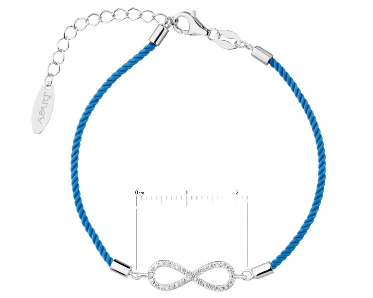 Bransoletka z elementami srebra i cyrkoniami - nieskończoność