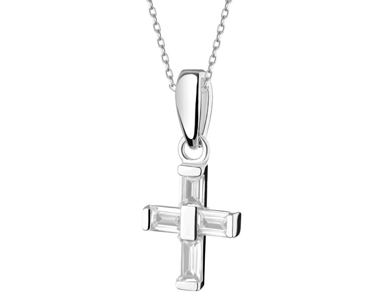 Zawieszka srebrna z cyrkoniami - krzyż