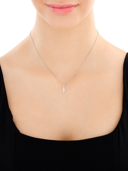 Zawieszka srebrna z cyrkoniami - krzyż