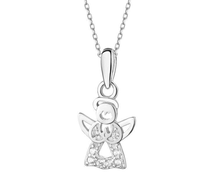 Zawieszka srebrna z cyrkoniami - aniołek