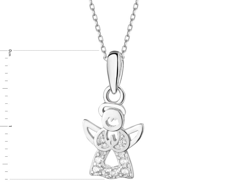 Zawieszka srebrna z cyrkoniami - aniołek