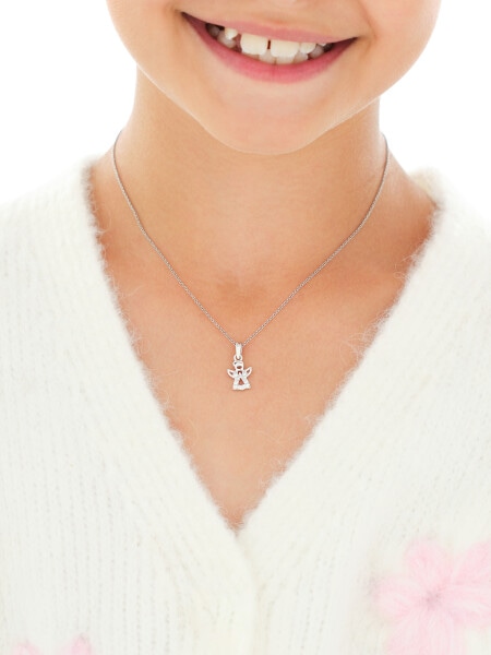 Zawieszka srebrna z cyrkoniami - aniołek