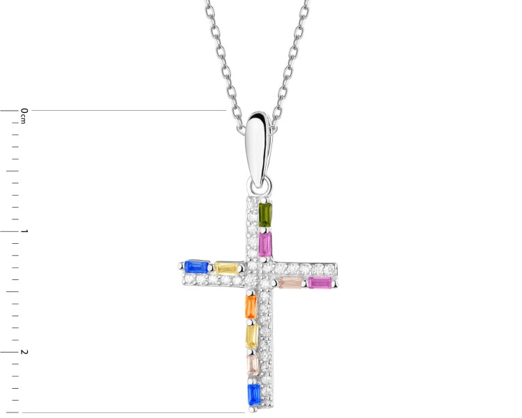 Stříbrný přívěsek se zirkony - kříž