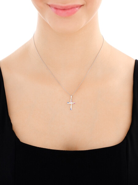 Stříbrný přívěsek se zirkony - kříž