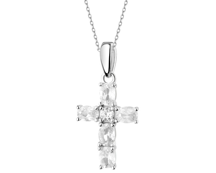 Zawieszka srebrna z cyrkoniami - krzyż