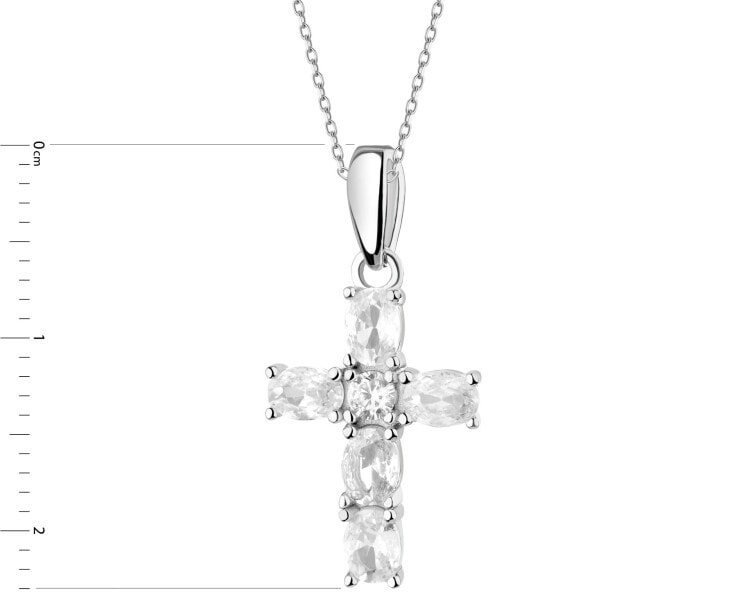 Zawieszka srebrna z cyrkoniami - krzyż