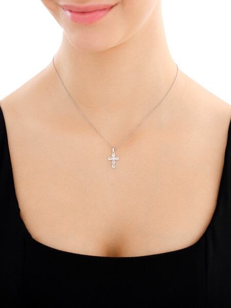 Zawieszka srebrna z cyrkoniami - krzyż