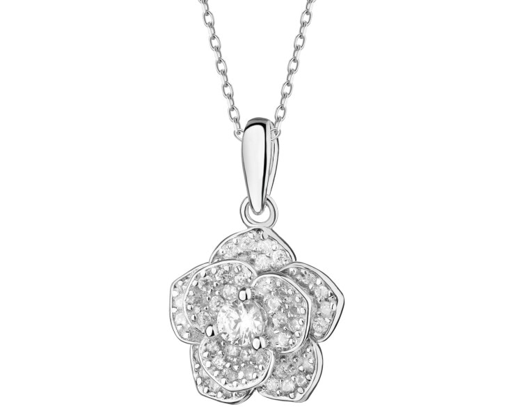 Stříbrný přívěsek se zirkony - květ