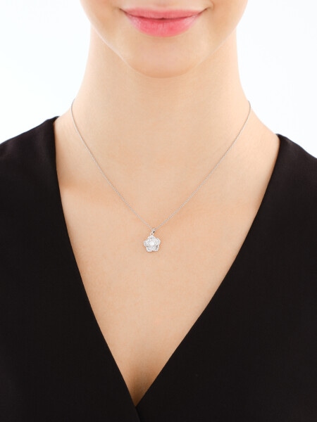 Stříbrný přívěsek se zirkony - květ