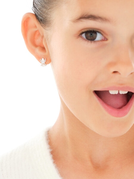 Kolczyki srebrne z cyrkoniami - aniołki