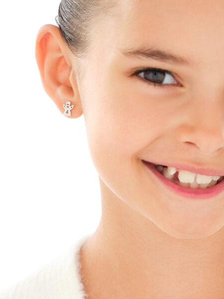 Kolczyki srebrne z cyrkoniami - aniołki