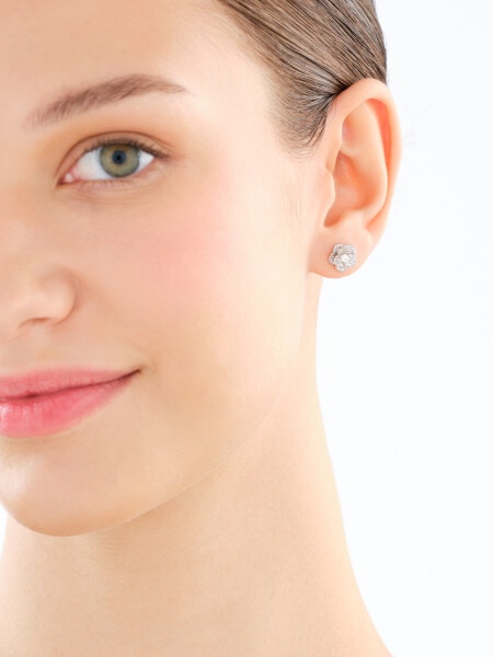 Kolczyki srebrne z cyrkoniami - kwiaty