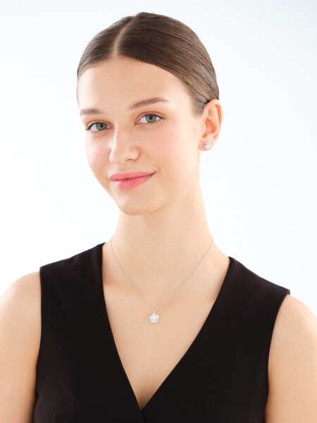 Kolczyki srebrne z cyrkoniami - kwiaty