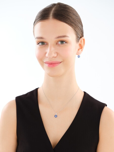 Stříbrný přívěsek se zirkony - květ