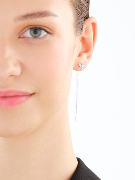 Kolczyki srebrne z cyrkoniami - motyle