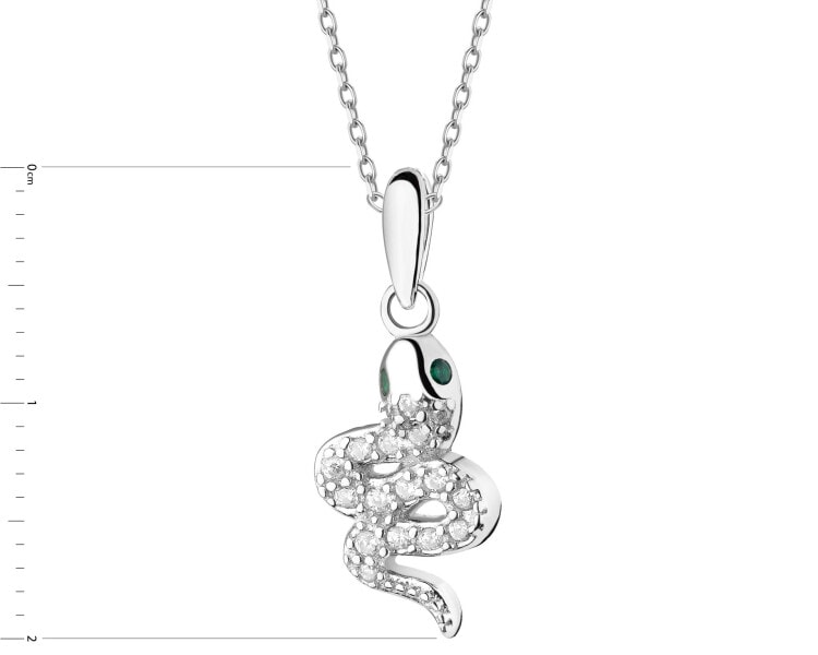 Zawieszka srebrna z cyrkoniami - wąż