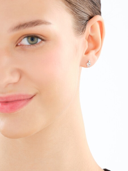 Stříbrné náušnice se zirkony - hadi