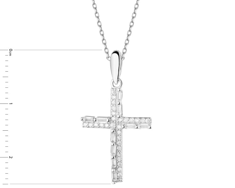Stříbrný přívěsek se zirkony - kříž