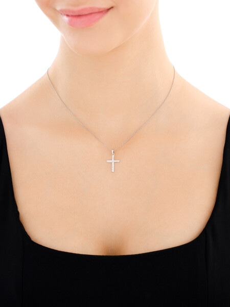 Stříbrný přívěsek se zirkony - kříž