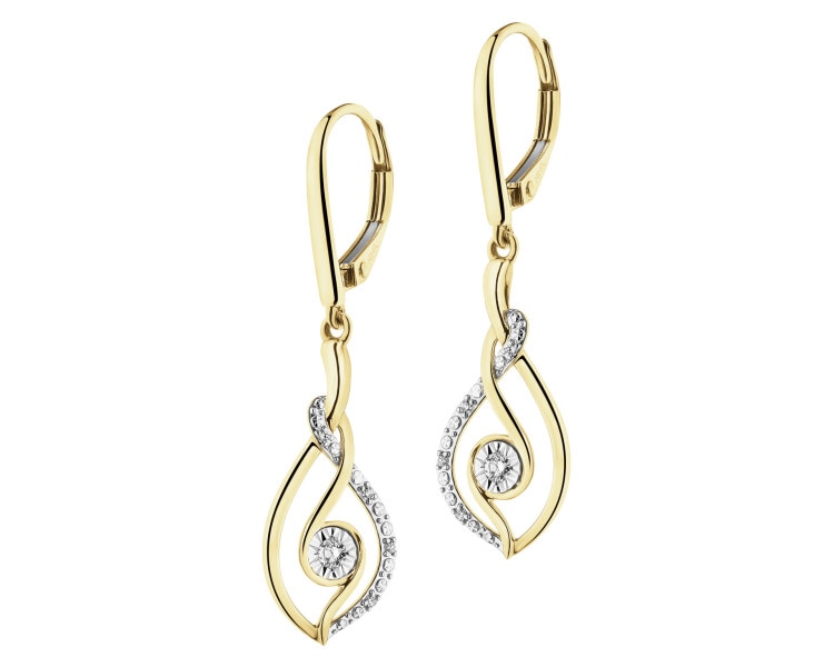 Náušnice ze žlutého a bílého zlata s diamanty - 0,07 ct - ryzost 585