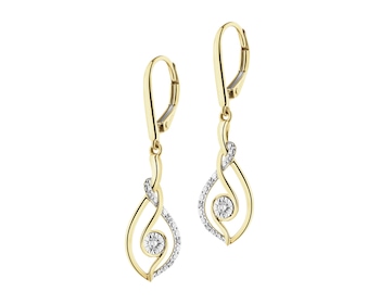 Kolczyki z żółtego i białego złota z diamentami - 0,07 ct - próba 585