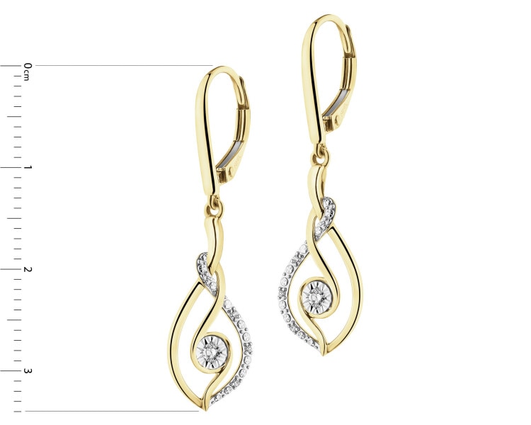 Kolczyki z żółtego i białego złota z diamentami - 0,07 ct - próba 585