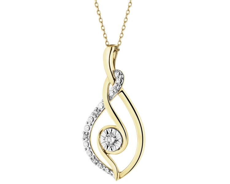 Přívěsek ze žlutého a bílého zlata s diamanty - 0,07 ct - ryzost 585