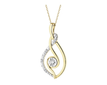 Zawieszka z żółtego i białego złota z diamentami - 0,07 ct - próba 585