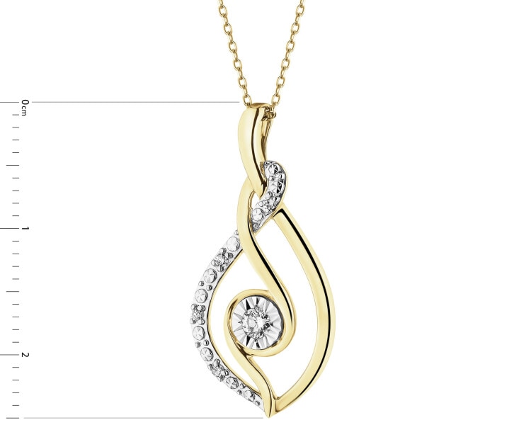 Zawieszka z żółtego i białego złota z diamentami - 0,07 ct - próba 585