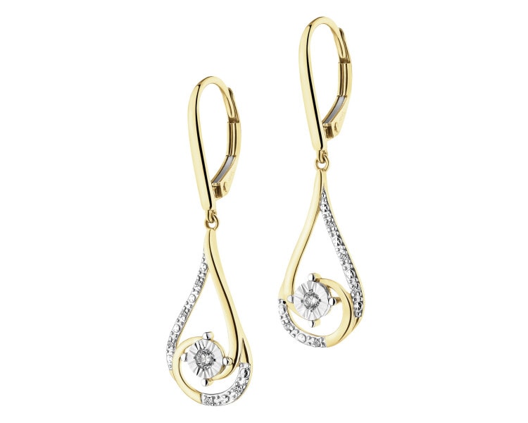 Náušnice ze žlutého a bílého zlata s diamanty - 0,08 ct - ryzost 585
