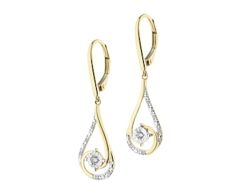 Kolczyki z żółtego i białego złota z diamentami - 0,08 ct - próba 585