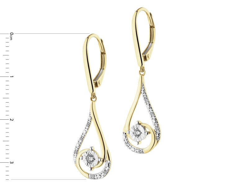 Kolczyki z żółtego i białego złota z diamentami - 0,08 ct - próba 585