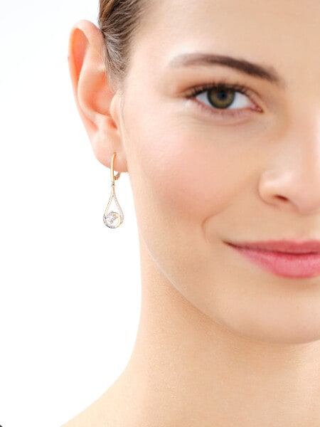 Náušnice ze žlutého a bílého zlata s diamanty - 0,08 ct - ryzost 585