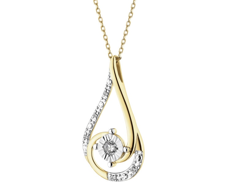 Přívěsek ze žlutého a bílého zlata s diamanty - 0,06 ct - ryzost 585