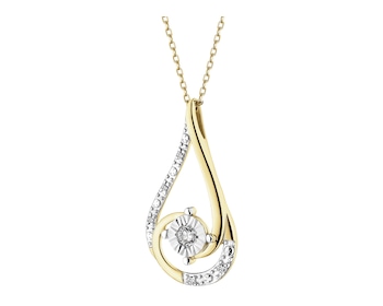 Zawieszka z żółtego i białego złota z diamentami - 0,06 ct - próba 585