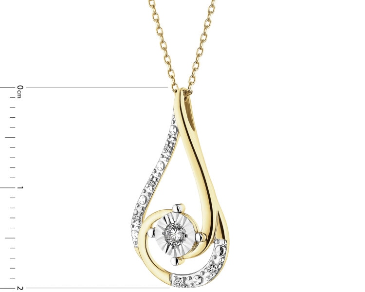 Zawieszka z żółtego i białego złota z diamentami - 0,06 ct - próba 585