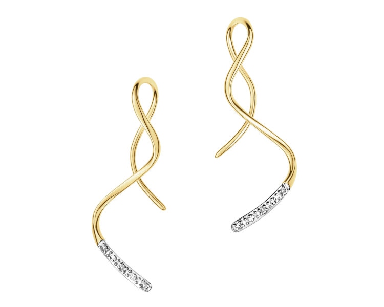 Kolczyki z żółtego złota z diamentami - 0,02 ct - próba 375