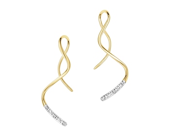 Kolczyki z żółtego złota z diamentami - 0,02 ct - próba 375