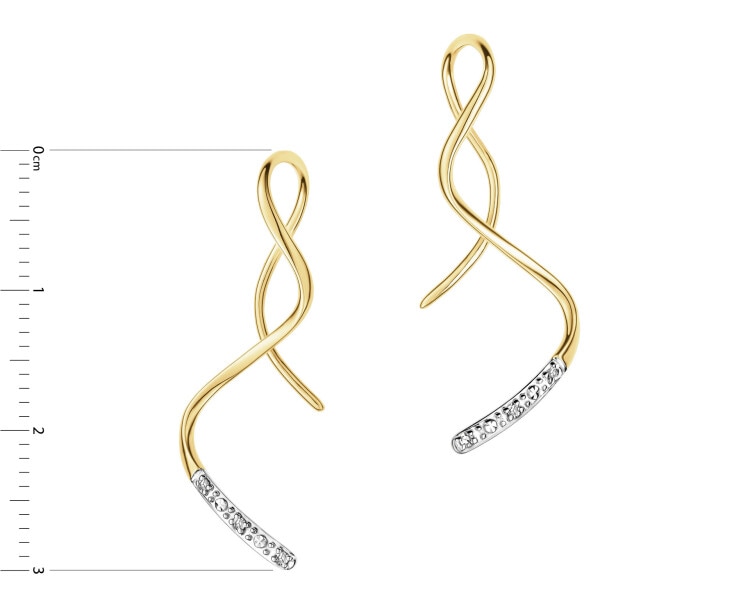 Kolczyki z żółtego złota z diamentami - 0,02 ct - próba 375