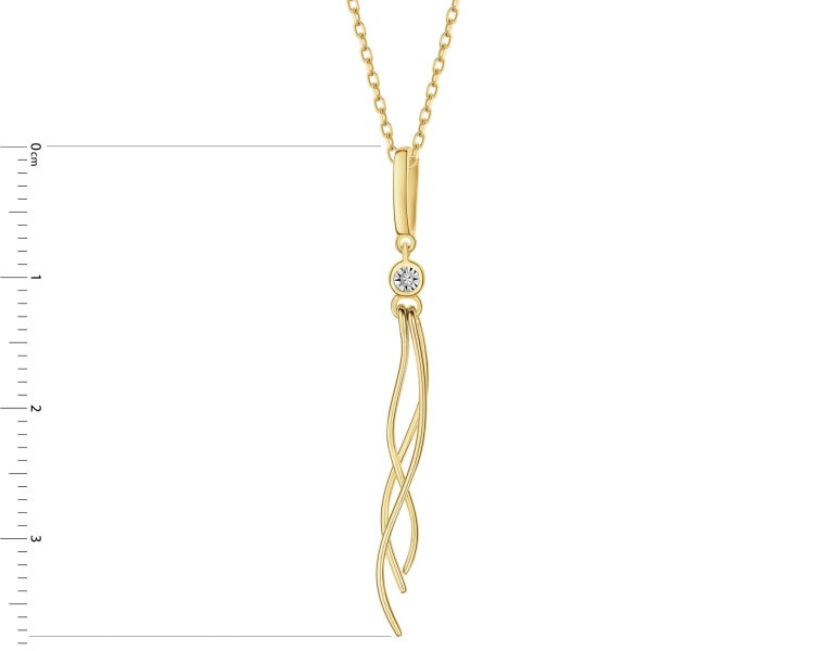 Zawieszka z żółtego i białego złota z diamentem - 0,003 ct - próba 585