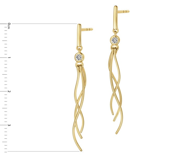 Kolczyki z żółtego i białego złota z diamentami - 0,006 ct - próba 585