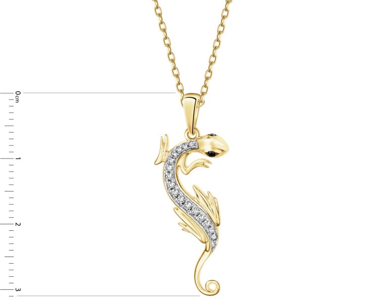 Zlatý přívěsek s diamanty - ještěrka - 0,087 ct - ryzost 585