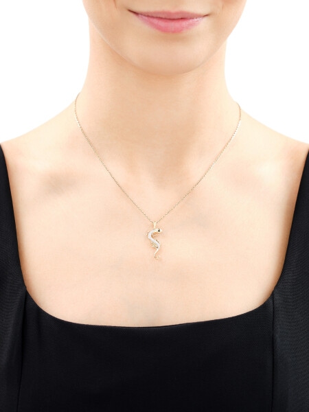 Zawieszka z żółtego złota z diamentami - jaszczurka - 0,087 ct - próba 585