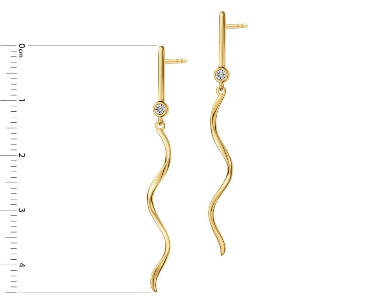 Kolczyki z żółtego i białego złota z diamentami - 0,006 ct - próba 375