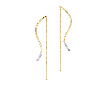 Kolczyki z żółtego złota z diamentami - 0,01 ct - próba 375