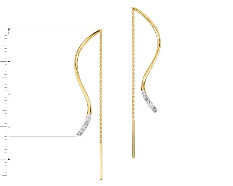 Kolczyki z żółtego złota z diamentami - 0,01 ct - próba 375