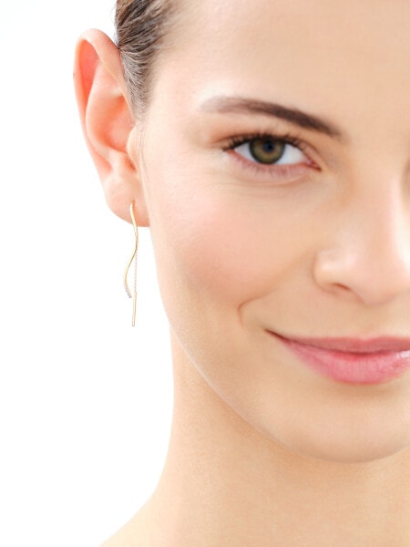 Kolczyki z żółtego złota z diamentami - 0,01 ct - próba 375