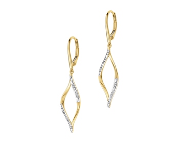 Kolczyki z żółtego złota z diamentami - 0,04 ct - próba 375