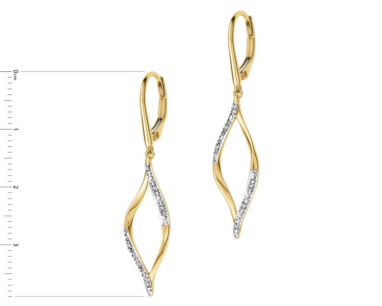 Kolczyki z żółtego złota z diamentami - 0,04 ct - próba 375