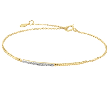 Bransoletka z żółtego złota z diamentami - 0,06 ct - próba 585